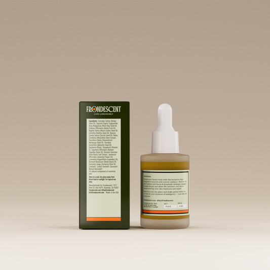 Bottle and packaging of a skincare product with 'Fremont' branding on a beige background