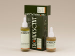 Frondescent's hair and face oils on a beige background