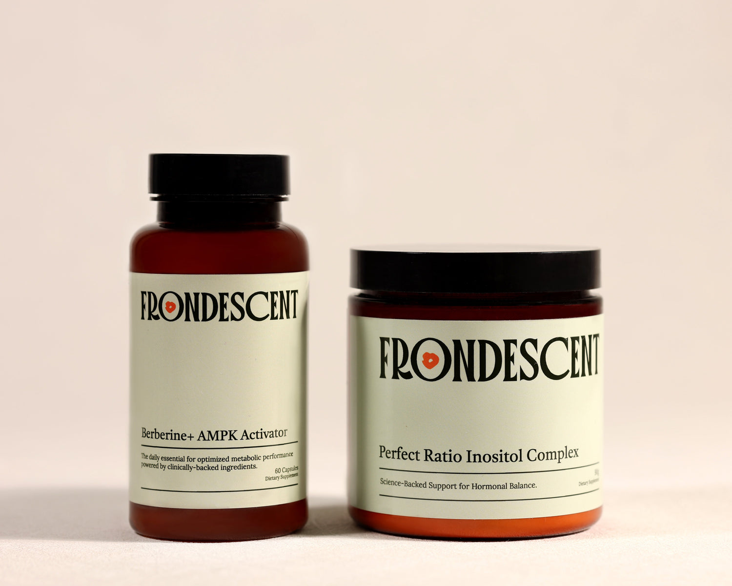 Frondescent's Golden Sequence products on a beige background
