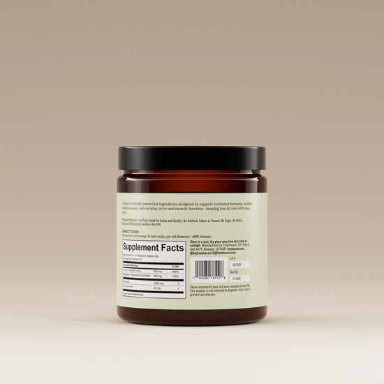 Back of Frondescent Perfect Ratio Inositol Complex powder supplement. Helps with hormones balance, and energy boost