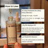 Bottle of Frondescent Scalp & Strands S.O.S. with usage instructions on a blurred background